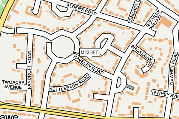 M22 8FT map - OS OpenMap – Local (Ordnance Survey)