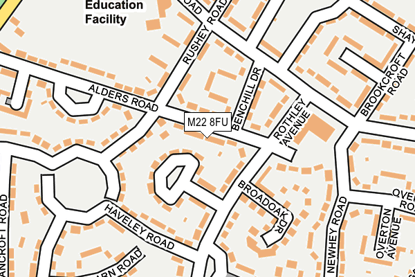 M22 8FU map - OS OpenMap – Local (Ordnance Survey)