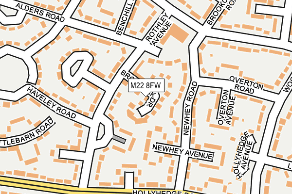 M22 8FW map - OS OpenMap – Local (Ordnance Survey)