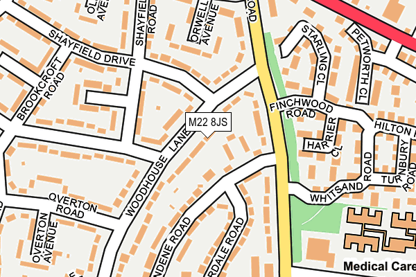 M22 8JS map - OS OpenMap – Local (Ordnance Survey)