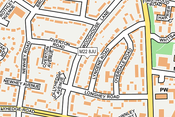M22 8JU map - OS OpenMap – Local (Ordnance Survey)