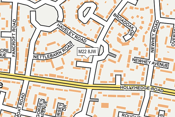 M22 8JW map - OS OpenMap – Local (Ordnance Survey)