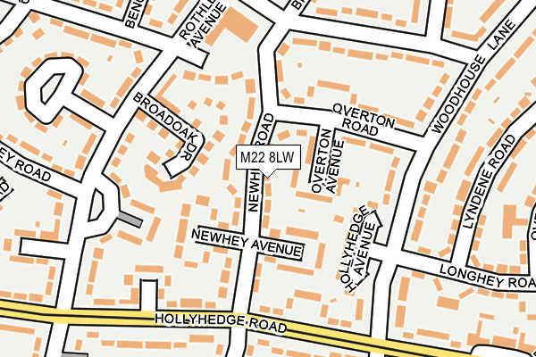 M22 8LW map - OS OpenMap – Local (Ordnance Survey)