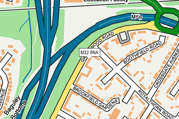 M22 8NA map - OS OpenMap – Local (Ordnance Survey)