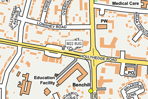 M22 8UG map - OS OpenMap – Local (Ordnance Survey)