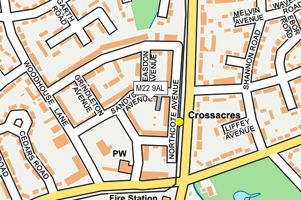 M22 9AL map - OS OpenMap – Local (Ordnance Survey)