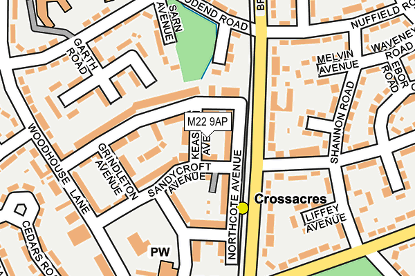 M22 9AP map - OS OpenMap – Local (Ordnance Survey)