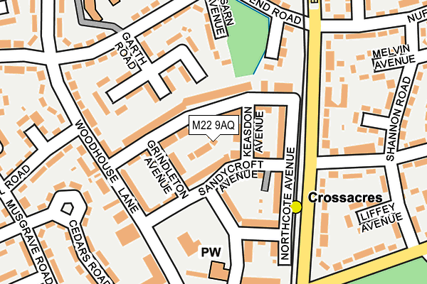 M22 9AQ map - OS OpenMap – Local (Ordnance Survey)