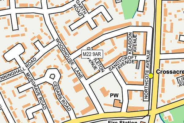 M22 9AR map - OS OpenMap – Local (Ordnance Survey)