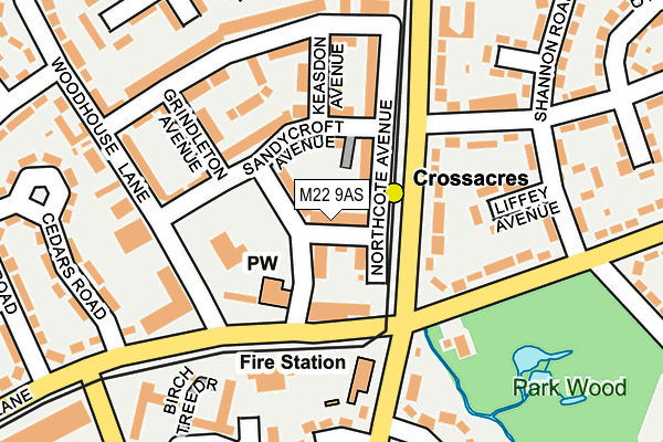 M22 9AS map - OS OpenMap – Local (Ordnance Survey)