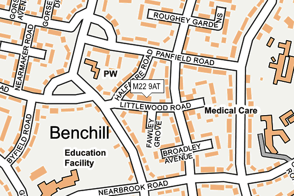 M22 9AT map - OS OpenMap – Local (Ordnance Survey)