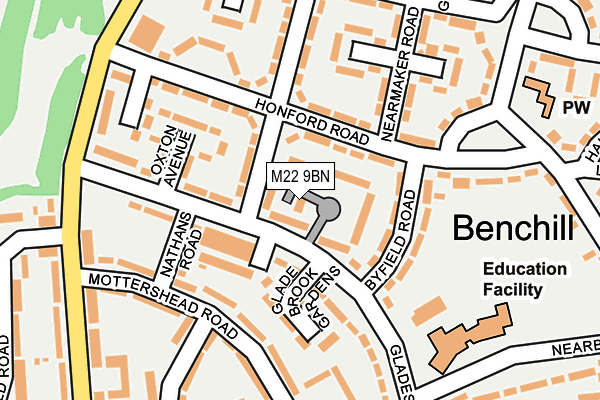 M22 9BN map - OS OpenMap – Local (Ordnance Survey)