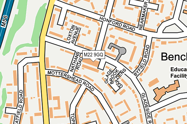 M22 9GQ map - OS OpenMap – Local (Ordnance Survey)