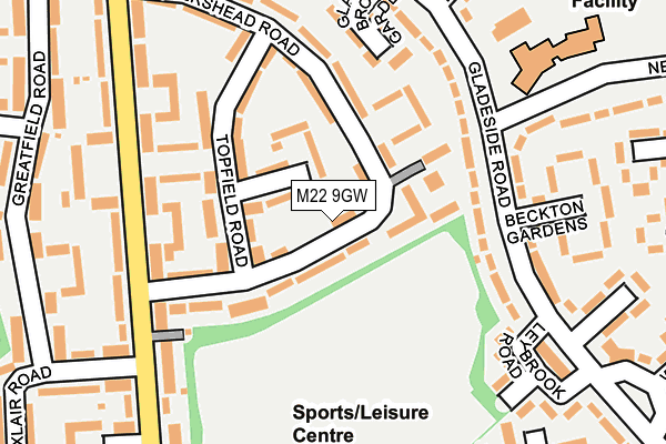 M22 9GW map - OS OpenMap – Local (Ordnance Survey)