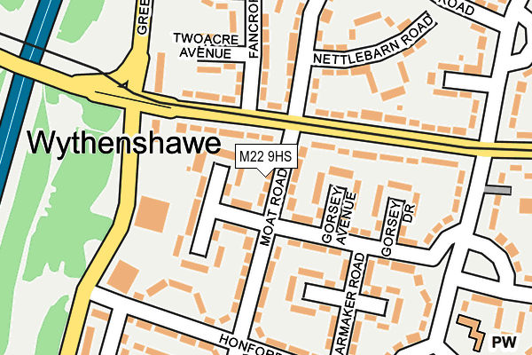 M22 9HS map - OS OpenMap – Local (Ordnance Survey)