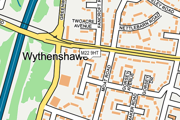 M22 9HT map - OS OpenMap – Local (Ordnance Survey)