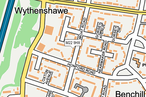M22 9HX map - OS OpenMap – Local (Ordnance Survey)