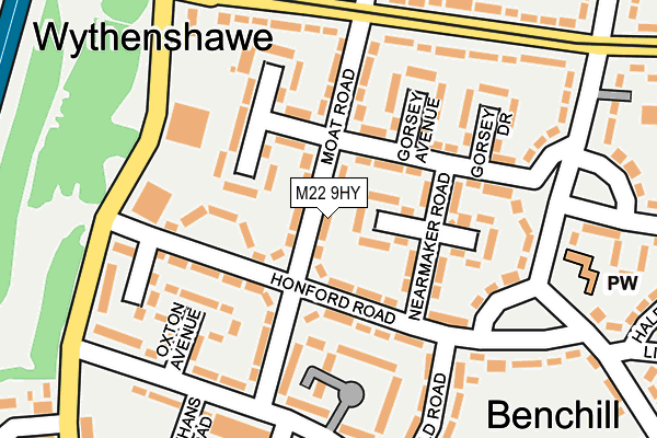 M22 9HY map - OS OpenMap – Local (Ordnance Survey)