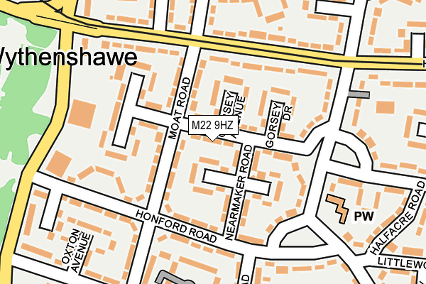 M22 9HZ map - OS OpenMap – Local (Ordnance Survey)