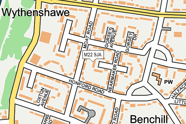 M22 9JA map - OS OpenMap – Local (Ordnance Survey)