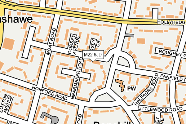 M22 9JD map - OS OpenMap – Local (Ordnance Survey)