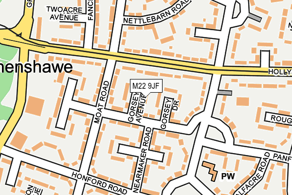 M22 9JF map - OS OpenMap – Local (Ordnance Survey)