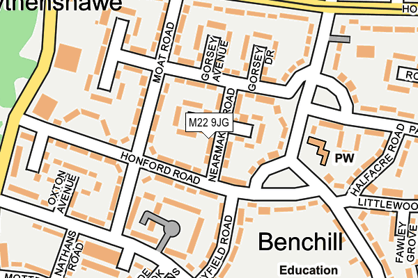 M22 9JG map - OS OpenMap – Local (Ordnance Survey)