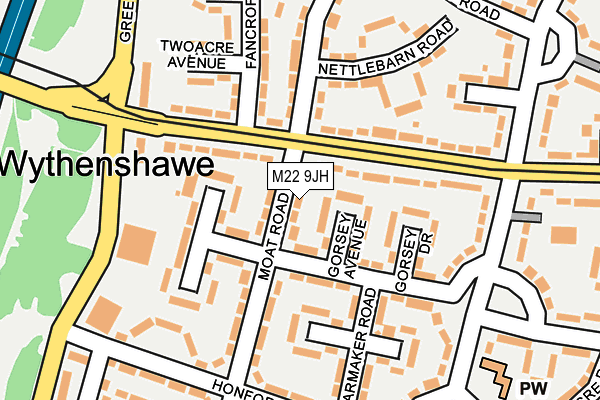 M22 9JH map - OS OpenMap – Local (Ordnance Survey)