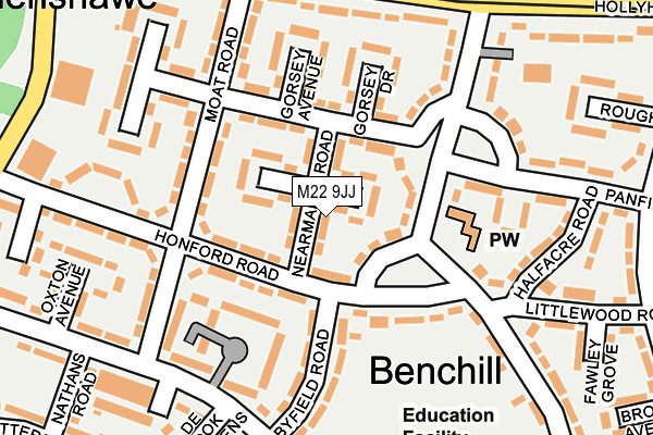 M22 9JJ map - OS OpenMap – Local (Ordnance Survey)