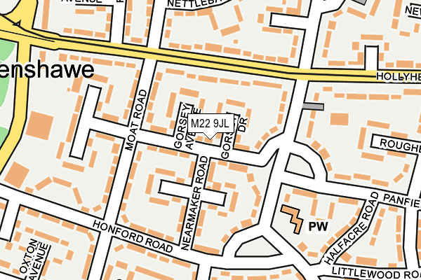 M22 9JL map - OS OpenMap – Local (Ordnance Survey)