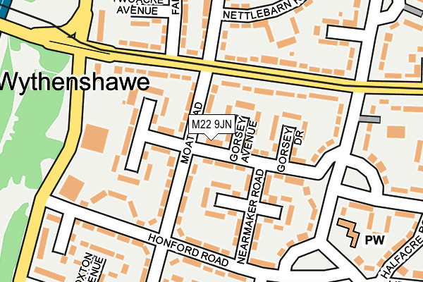 M22 9JN map - OS OpenMap – Local (Ordnance Survey)