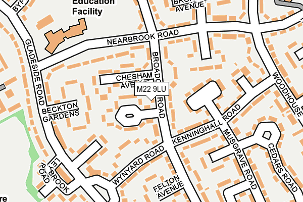 M22 9LU map - OS OpenMap – Local (Ordnance Survey)