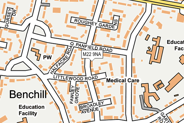 M22 9NA map - OS OpenMap – Local (Ordnance Survey)