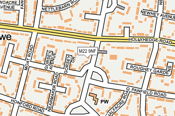 M22 9NF map - OS OpenMap – Local (Ordnance Survey)