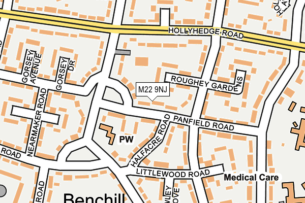 M22 9NJ map - OS OpenMap – Local (Ordnance Survey)