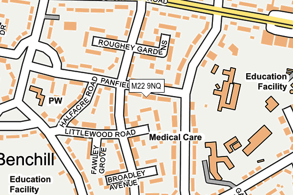 M22 9NQ map - OS OpenMap – Local (Ordnance Survey)