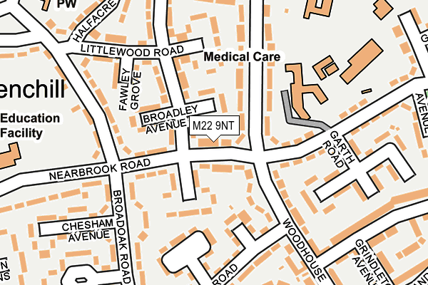 M22 9NT map - OS OpenMap – Local (Ordnance Survey)