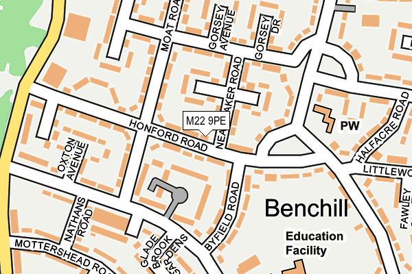 M22 9PE map - OS OpenMap – Local (Ordnance Survey)