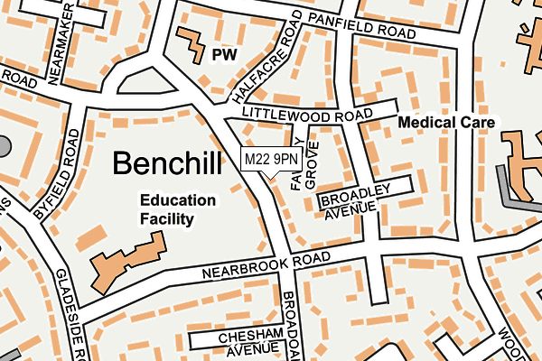 M22 9PN map - OS OpenMap – Local (Ordnance Survey)