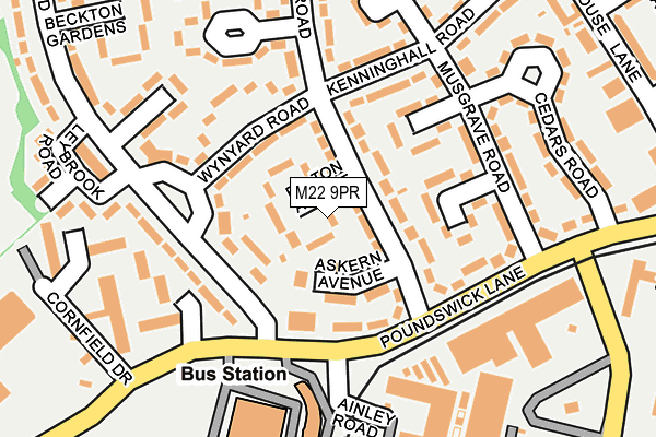 M22 9PR map - OS OpenMap – Local (Ordnance Survey)