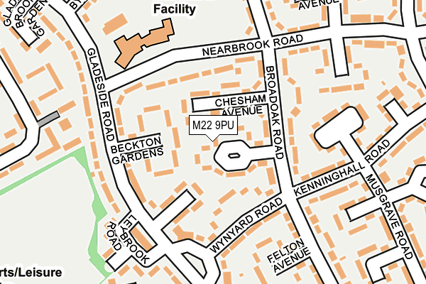 M22 9PU map - OS OpenMap – Local (Ordnance Survey)