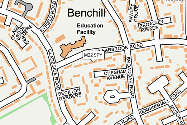 M22 9PY map - OS OpenMap – Local (Ordnance Survey)