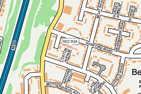 M22 9QA map - OS OpenMap – Local (Ordnance Survey)