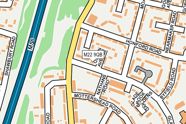 M22 9QB map - OS OpenMap – Local (Ordnance Survey)