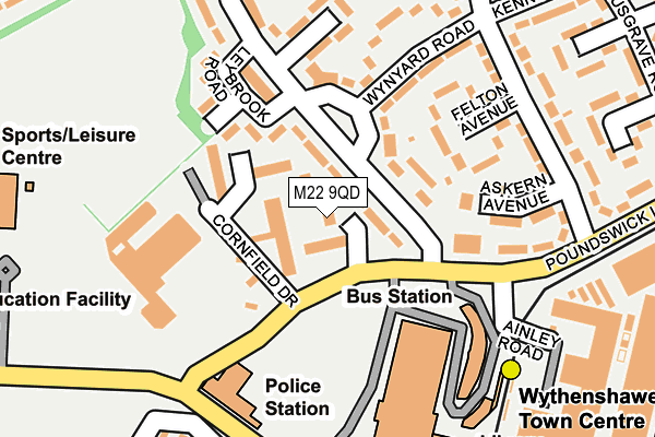 M22 9QD map - OS OpenMap – Local (Ordnance Survey)