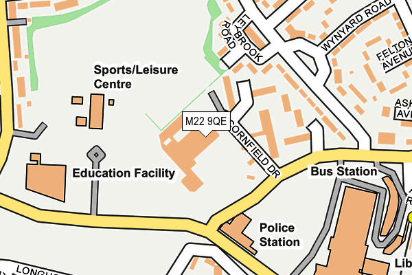 M22 9QE map - OS OpenMap – Local (Ordnance Survey)