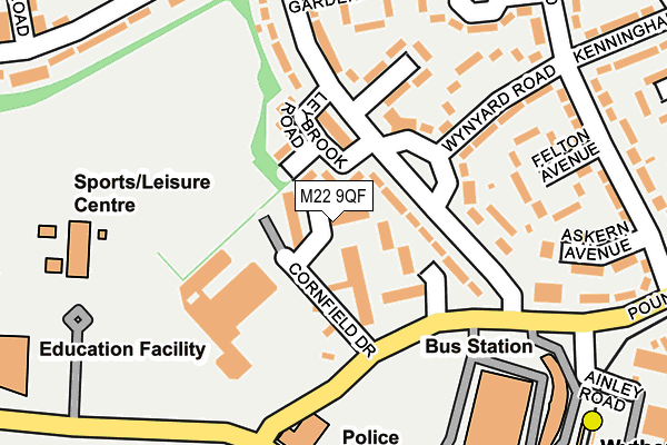 M22 9QF map - OS OpenMap – Local (Ordnance Survey)