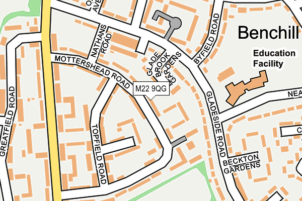 M22 9QG map - OS OpenMap – Local (Ordnance Survey)