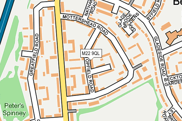 M22 9QL map - OS OpenMap – Local (Ordnance Survey)