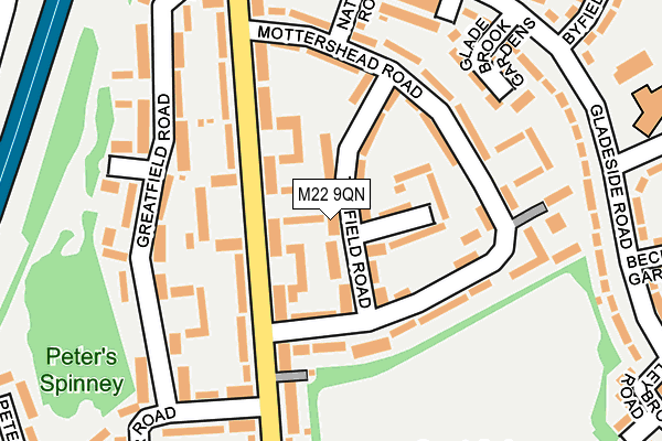 M22 9QN map - OS OpenMap – Local (Ordnance Survey)